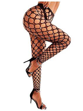 RSLOVE Womens High Waist Tights Fishnet Stockings Sparkly Rhinestone Thigh High